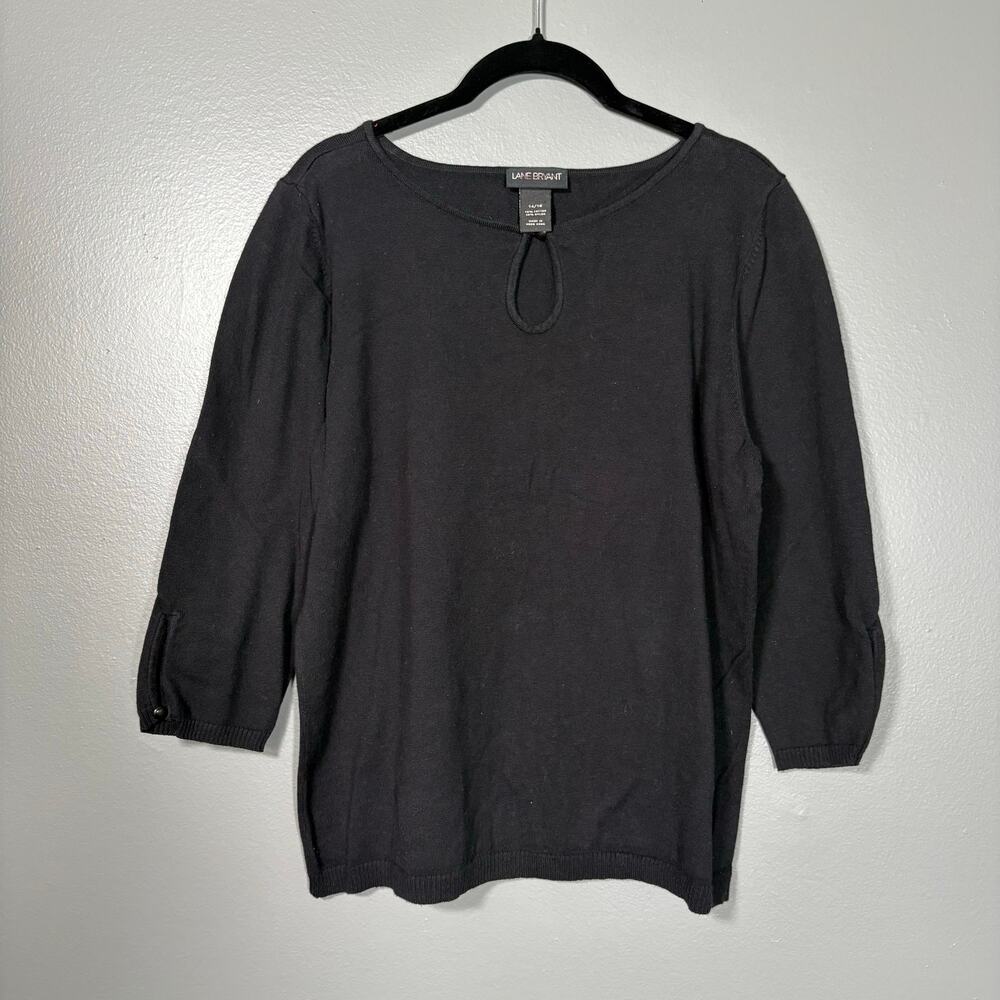 Lane Bryant Retro Preppy Secretary Black Sweater - 14/16 - Women's Plus Size